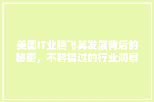 美国IT业腾飞其发展背后的秘密，不容错过的行业洞察！