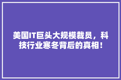 美国IT巨头大规模裁员，科技行业寒冬背后的真相！