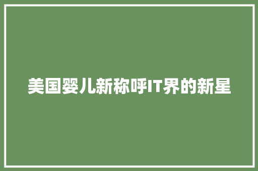 美国婴儿新称呼IT界的新星 百度算法