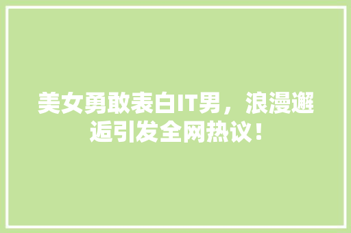 美女勇敢表白IT男，浪漫邂逅引发全网热议！