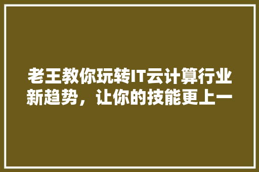 老王教你玩转IT云计算行业新趋势，让你的技能更上一层楼！ 小程序开发
