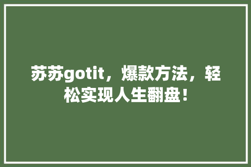苏苏gotit，爆款方法，轻松实现人生翻盘！ 360搜优化