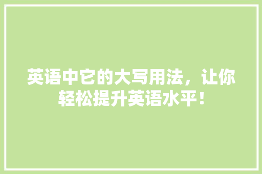 英语中它的大写用法，让你轻松提升英语水平！