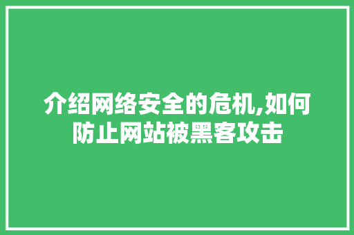 介绍网络安全的危机,如何防止网站被黑客攻击 介绍网络安全的危机,如何防止网站被黑客攻击 网站开发