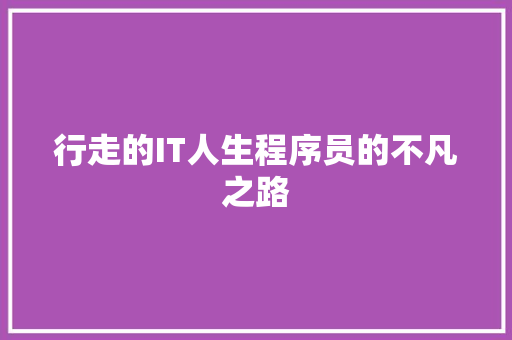 行走的IT人生程序员的不凡之路 AI技术学习