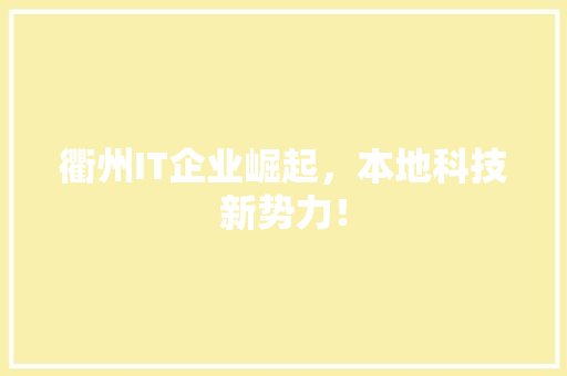 衢州IT企业崛起，本地科技新势力！ 头条优化