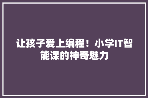 让孩子爱上编程！小学IT智能课的神奇魅力 英文谷歌算法