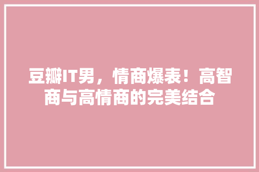 豆瓣IT男，情商爆表！高智商与高情商的完美结合