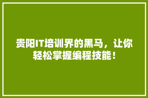 贵阳IT培训界的黑马，让你轻松掌握编程技能！ 小程序开发