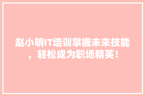 赵小明IT培训掌握未来技能，轻松成为职场精英！