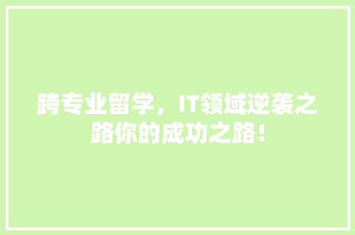 跨专业留学，IT领域逆袭之路你的成功之路！