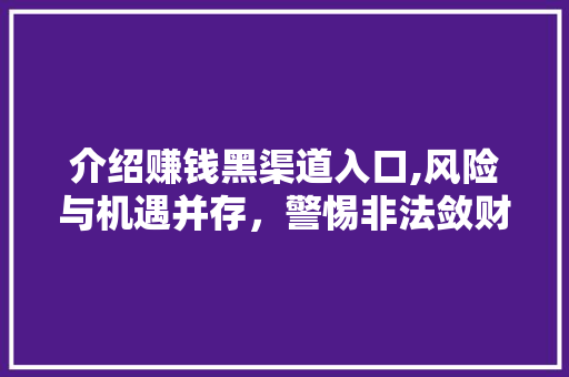 介绍赚钱黑渠道入口,风险与机遇并存，警惕非法敛财陷阱 介绍赚钱黑渠道入口,风险与机遇并存，警惕非法敛财陷阱 搜狗优化