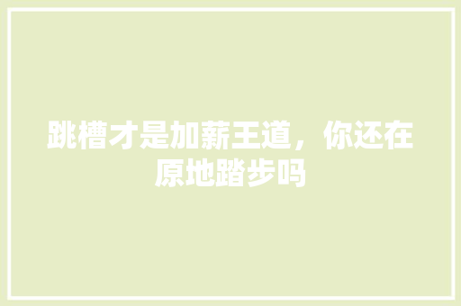 跳槽才是加薪王道，你还在原地踏步吗