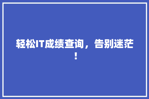 轻松IT成绩查询，告别迷茫！