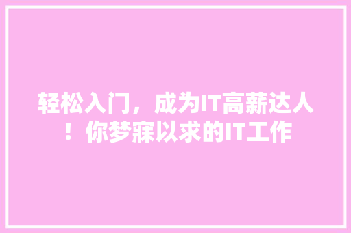 轻松入门，成为IT高薪达人！你梦寐以求的IT工作 网站开发
