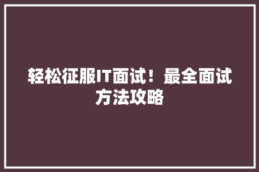 轻松征服IT面试！最全面试方法攻略 网站开发