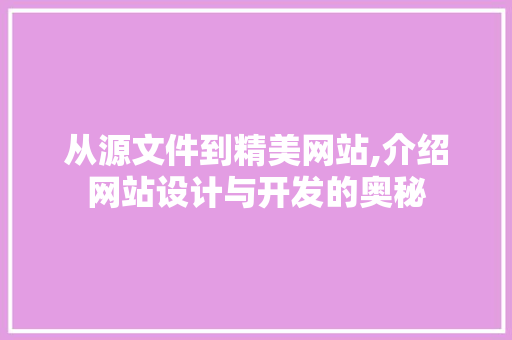 从源文件到精美网站,介绍网站设计与开发的奥秘