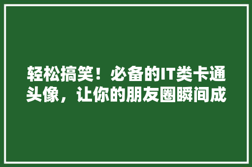 轻松搞笑！必备的IT类卡通头像，让你的朋友圈瞬间成为焦点！
