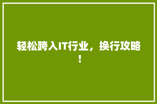 轻松跨入IT行业，换行攻略！ 头条优化