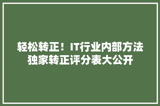 轻松转正！IT行业内部方法独家转正评分表大公开 网站优化