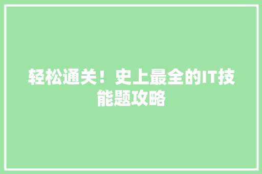 轻松通关！史上最全的IT技能题攻略 英文谷歌算法