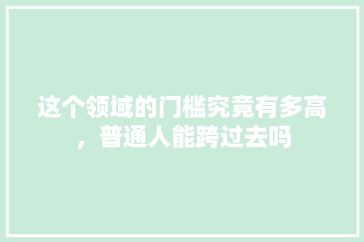 这个领域的门槛究竟有多高，普通人能跨过去吗 360搜优化
