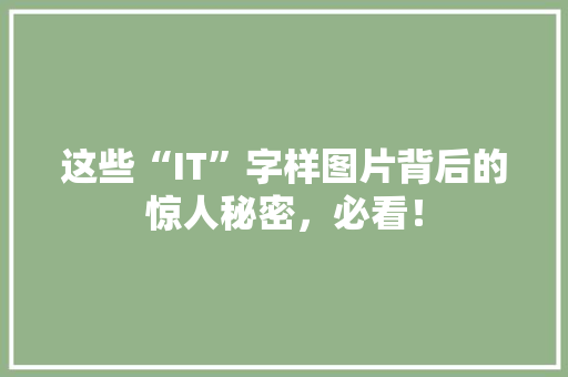 这些“IT”字样图片背后的惊人秘密，必看！ 360搜优化