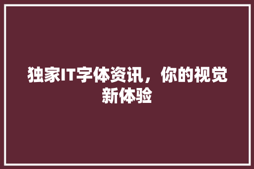独家IT字体资讯，你的视觉新体验