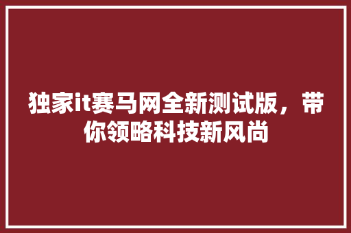 独家it赛马网全新测试版，带你领略科技新风尚 网站开发