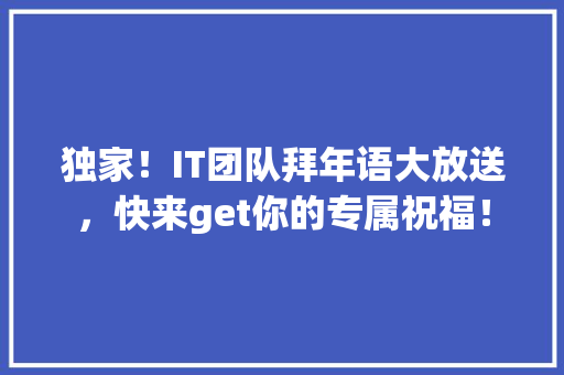 独家！IT团队拜年语大放送，快来get你的专属祝福！