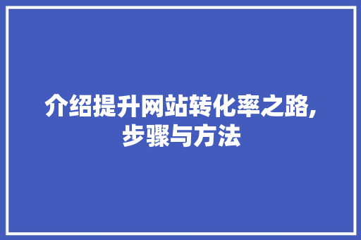 介绍提升网站转化率之路,步骤与方法 介绍提升网站转化率之路,步骤与方法 360搜优化