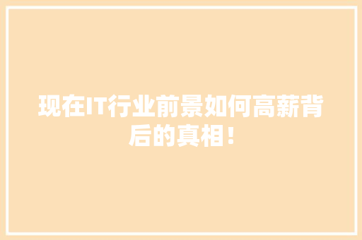 现在IT行业前景如何高薪背后的真相！