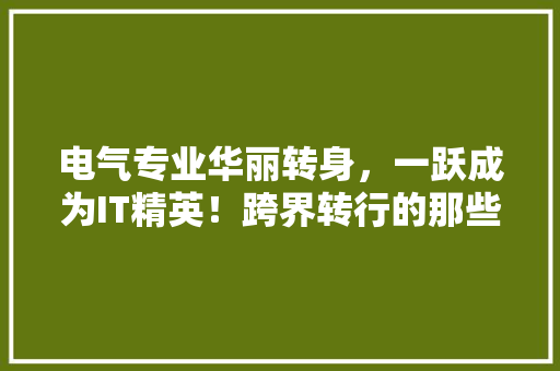 电气专业华丽转身，一跃成为IT精英！跨界转行的那些事儿