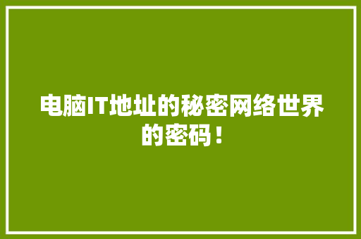 电脑IT地址的秘密网络世界的密码！ 百度算法