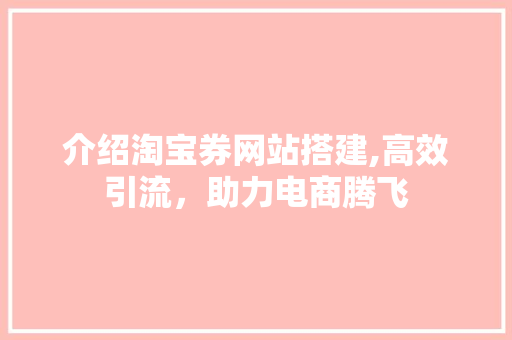 介绍淘宝券网站搭建,高效引流，助力电商腾飞 介绍淘宝券网站搭建,高效引流，助力电商腾飞 网站优化
