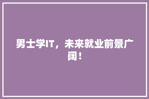男士学IT，未来就业前景广阔！