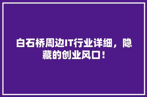 白石桥周边IT行业详细，隐藏的创业风口！
