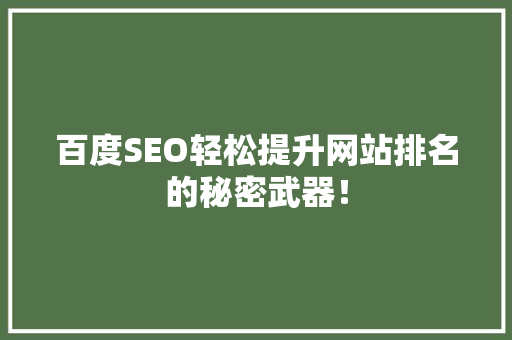 百度SEO轻松提升网站排名的秘密武器！