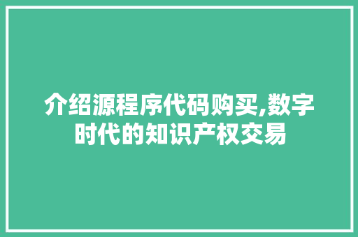 介绍源程序代码购买,数字时代的知识产权交易