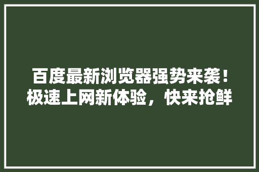 百度最新浏览器强势来袭！极速上网新体验，快来抢鲜体验吧！ 英文谷歌算法