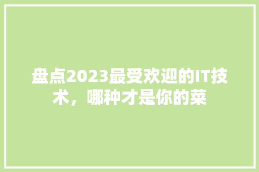 盘点2023最受欢迎的IT技术，哪种才是你的菜 seo技术