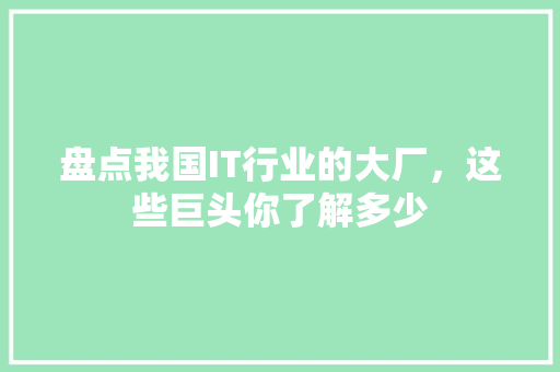 盘点我国IT行业的大厂，这些巨头你了解多少 搜狗优化