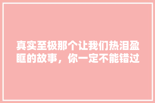 真实至极那个让我们热泪盈眶的故事，你一定不能错过！