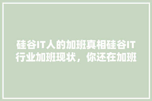 硅谷IT人的加班真相硅谷IT行业加班现状，你还在加班吗