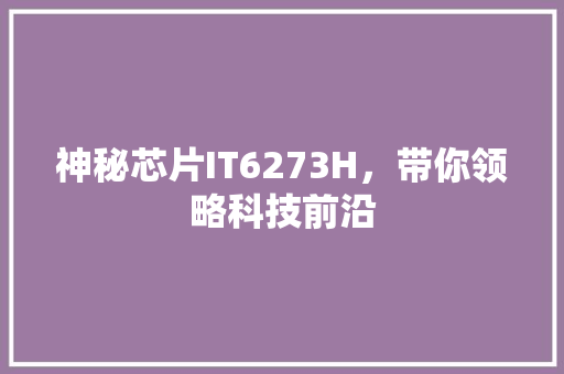 神秘芯片IT6273H，带你领略科技前沿 英文谷歌算法