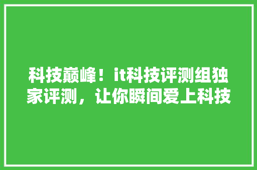 科技巅峰！it科技评测组独家评测，让你瞬间爱上科技！