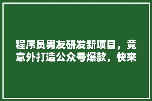 程序员男友研发新项目，竟意外打造公众号爆款，快来一竟！