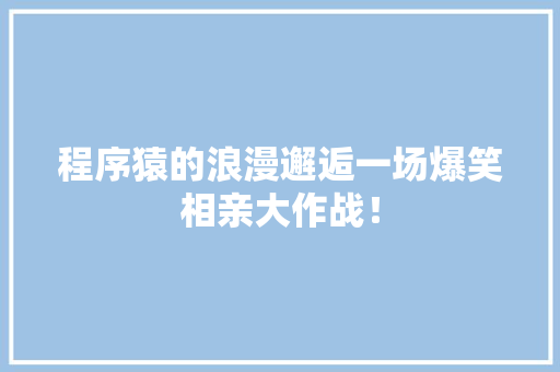 程序猿的浪漫邂逅一场爆笑相亲大作战！