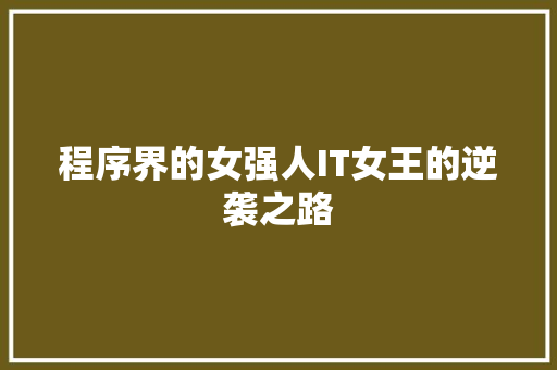 程序界的女强人IT女王的逆袭之路