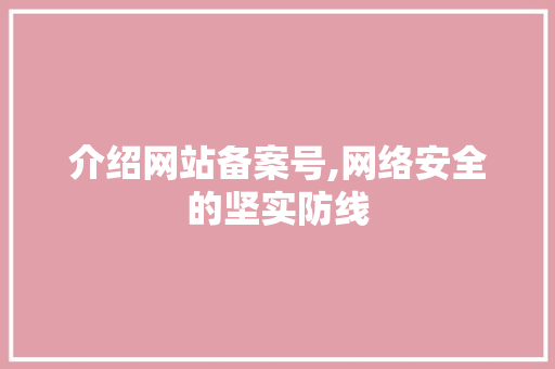 介绍网站备案号,网络安全的坚实防线(网站 网安备案)